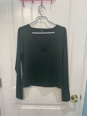 Old Navy Dark Green V-Neck Long Sleeve Top